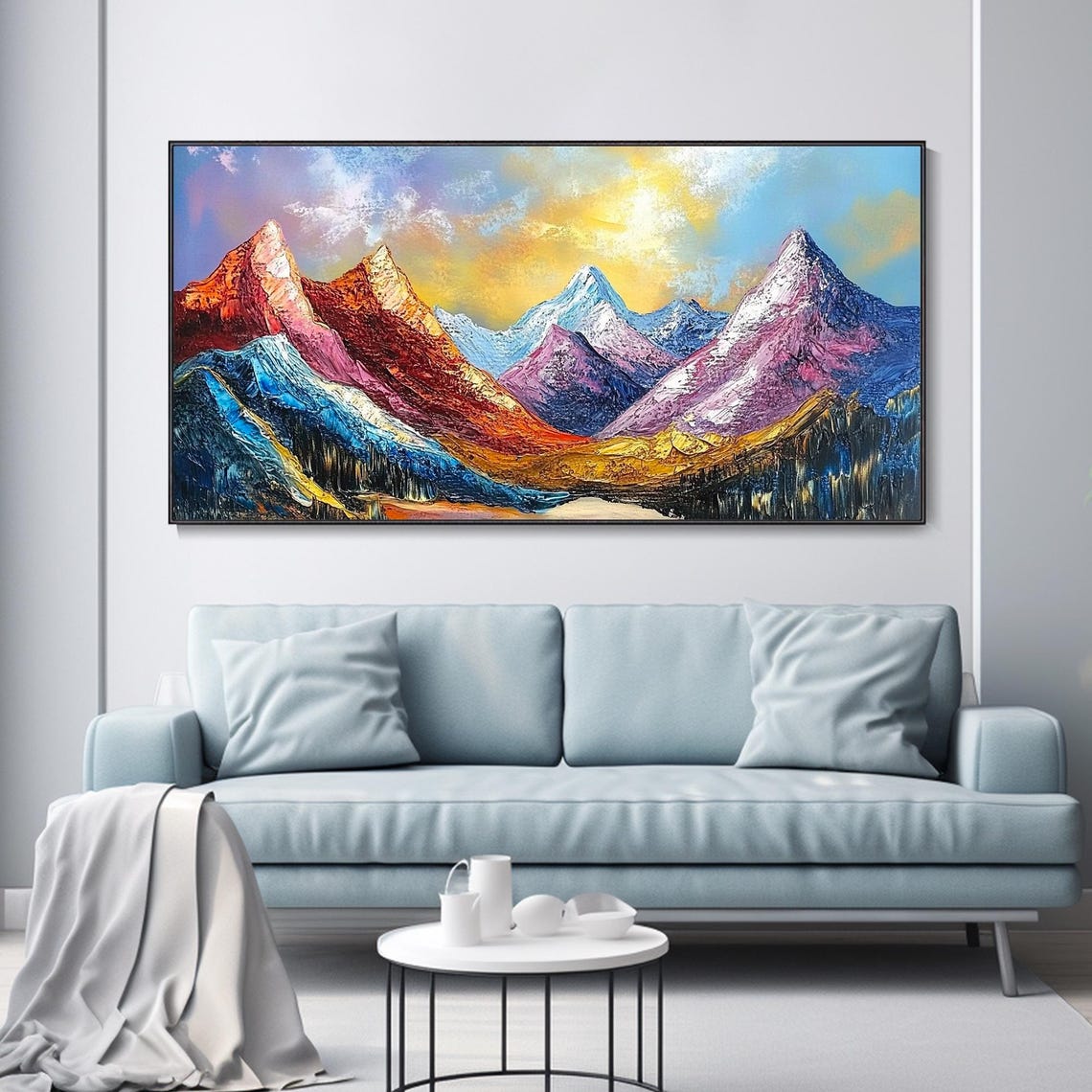 Colorful Mountain Peaks Sunrise Red Blue Violet Landscape Poster - Image 3