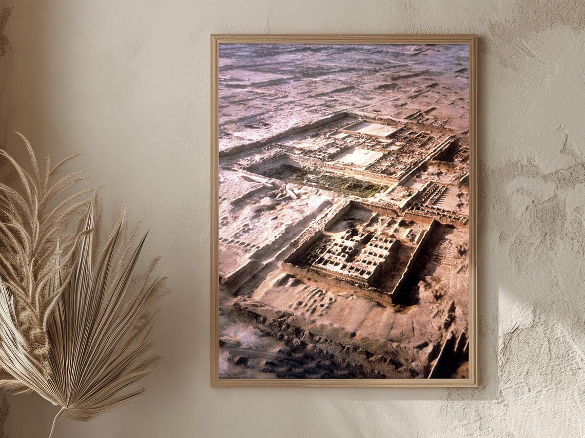 Peru Chan Chan Ancient Adobe Ruins Aerial Desert View Poster
