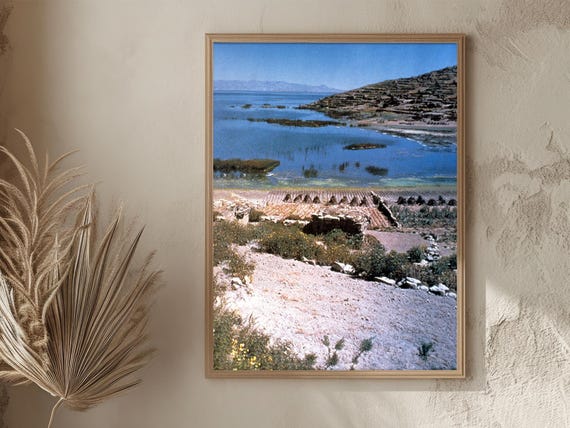 Bolivia Vintage Wall Art Scenic View Of Lake Titicaca Andean Landscape Photography Perfect Timeless Gift For Herhim Art Lover Gift