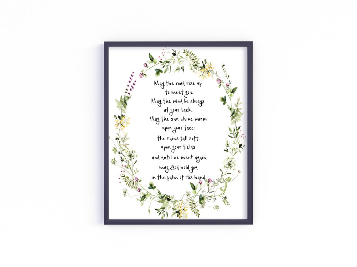 Irish Blessing May The Road Rise Up To Meet You Floral Wreath Poster - Image 3