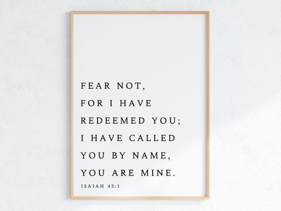 Isaiah 43:1 Fear Not Christian Scripture Poster