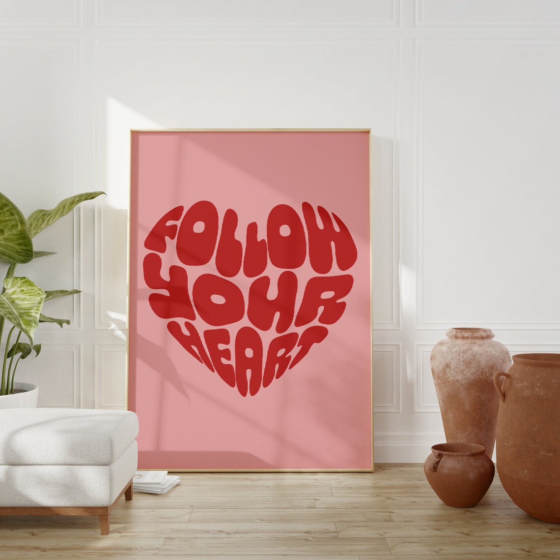 Follow Your Heart Red Lettering Heart Shaped Love Quote Poster - Image 5