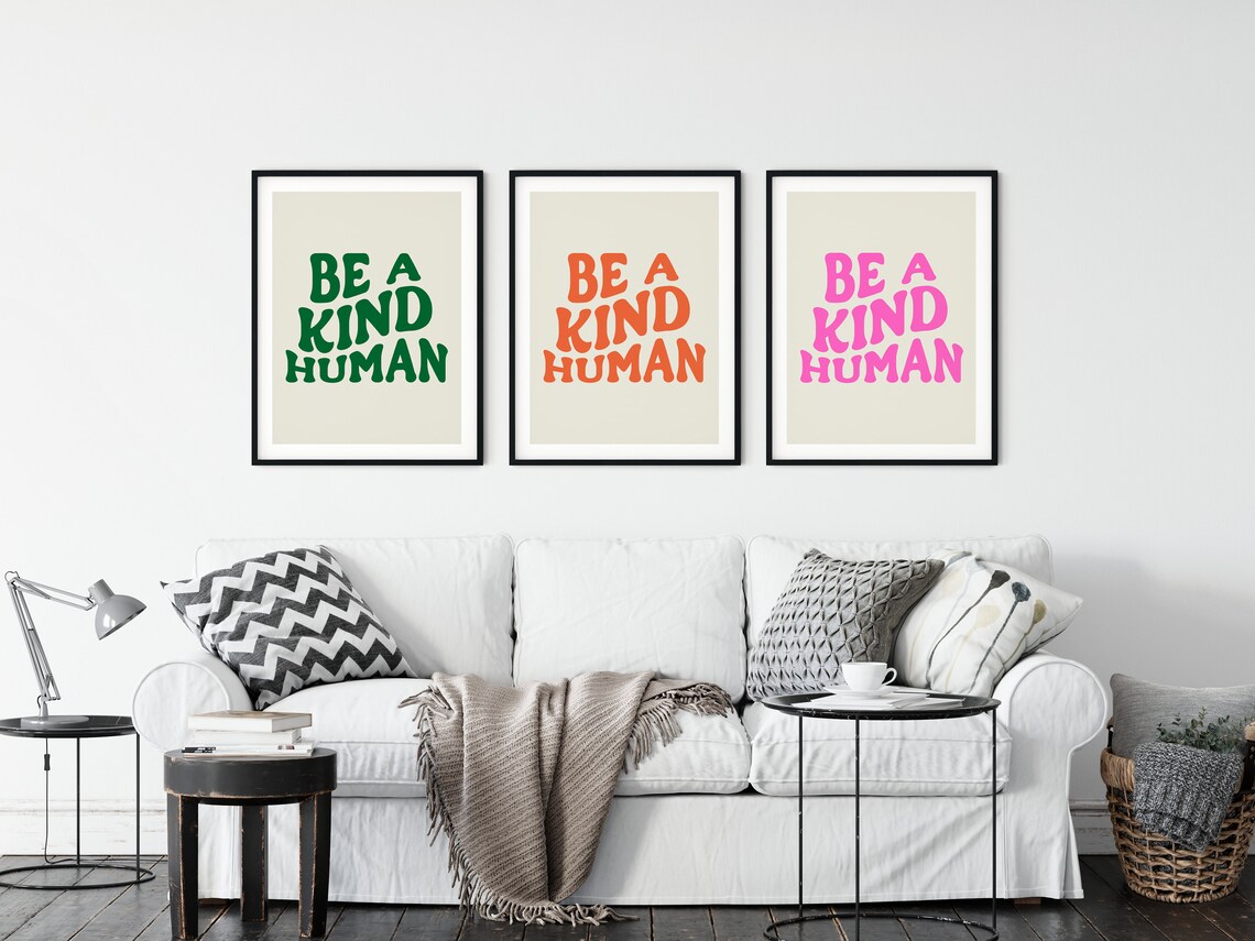 Be A Kind Human Retro Groovy Quote Poster - Image 5