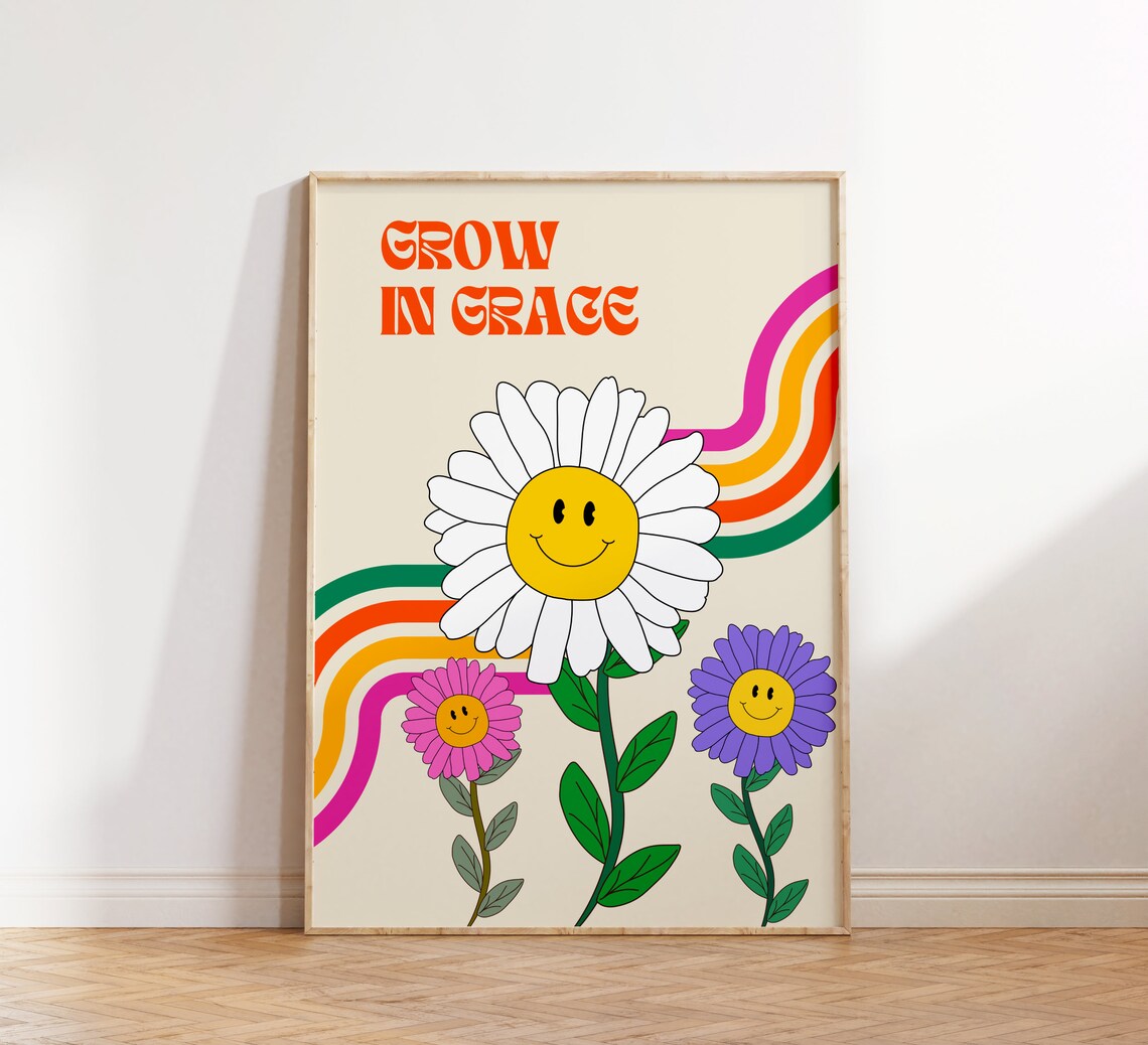 Retro Christian Grow In Grace Scripture Wall Print - Image 2