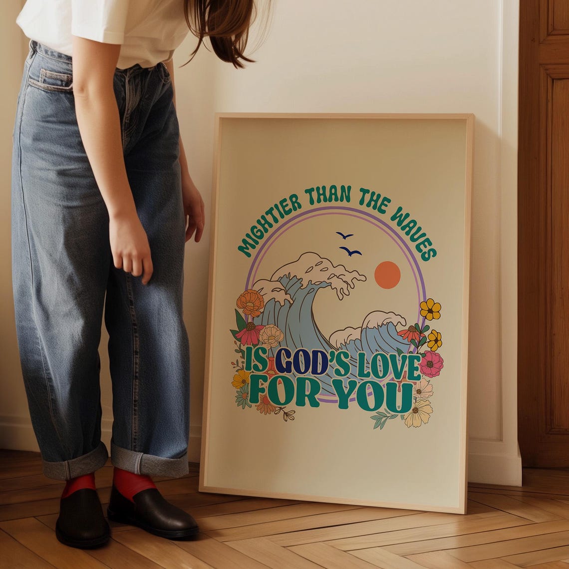 Mightier Than The Waves Is Gods Love For You Ocean Wave Poster - Image 2