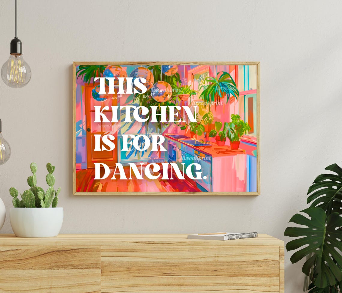 This Kitchen Is for Dancing Disco Balls Retro Kitchen Quote Print - Image 2