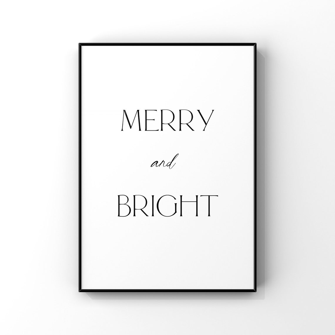 Merry and Bright Christmas Typography Minimalist Holiday Season Poster