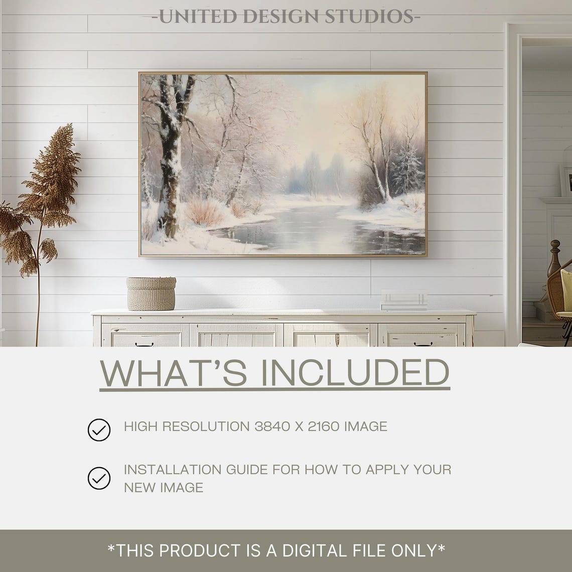 Winter Forest Stream Snowy Trees Frosted Quiet Landscape Wall Art - Image 2