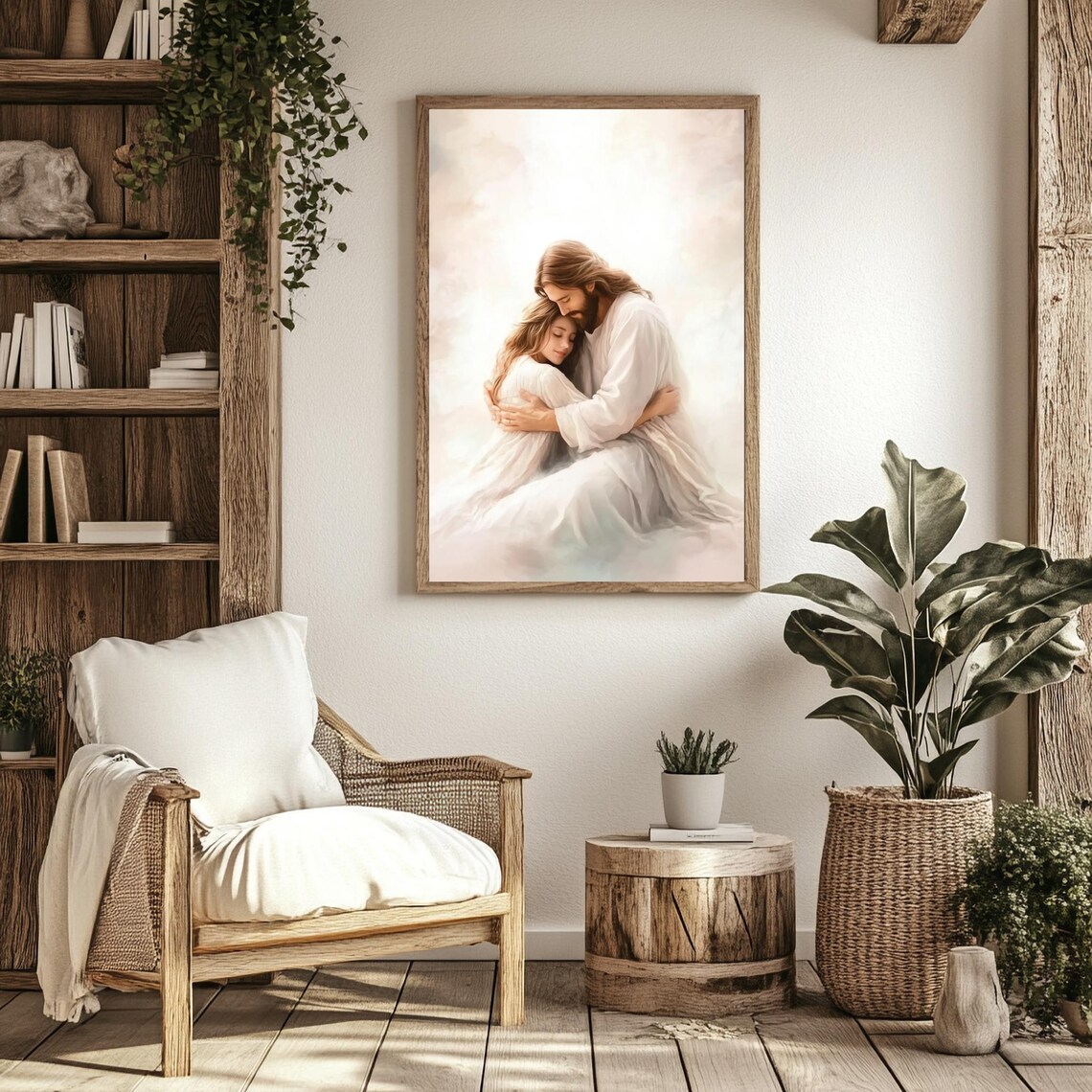 Comfort With Jesus Embracing Woman Christian Faith Painting Poster - Image 3
