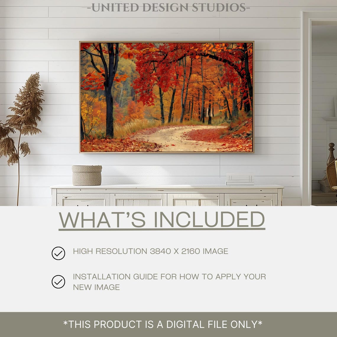 Autumn Forest Path Red Orange Foliage Fall Woods Landscape Poster - Image 2