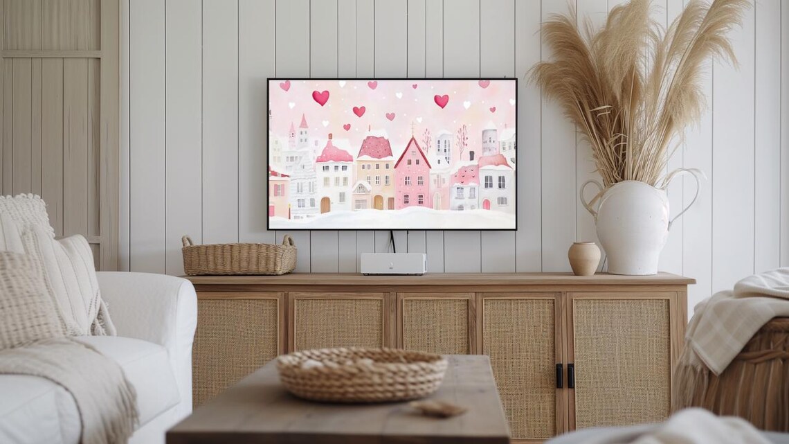 Valentine Village Art Print, Romantic Valentine Town - Image 3