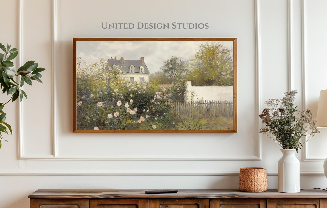 Spring Cottage Rose Garden Farmhouse Art Print - Image 4