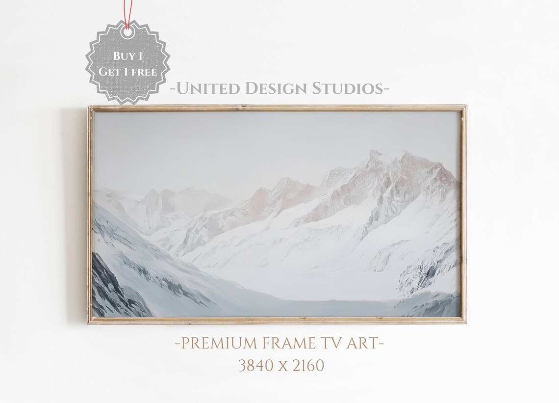 Winter Mountain Landscape Art Print, Holiday Theme