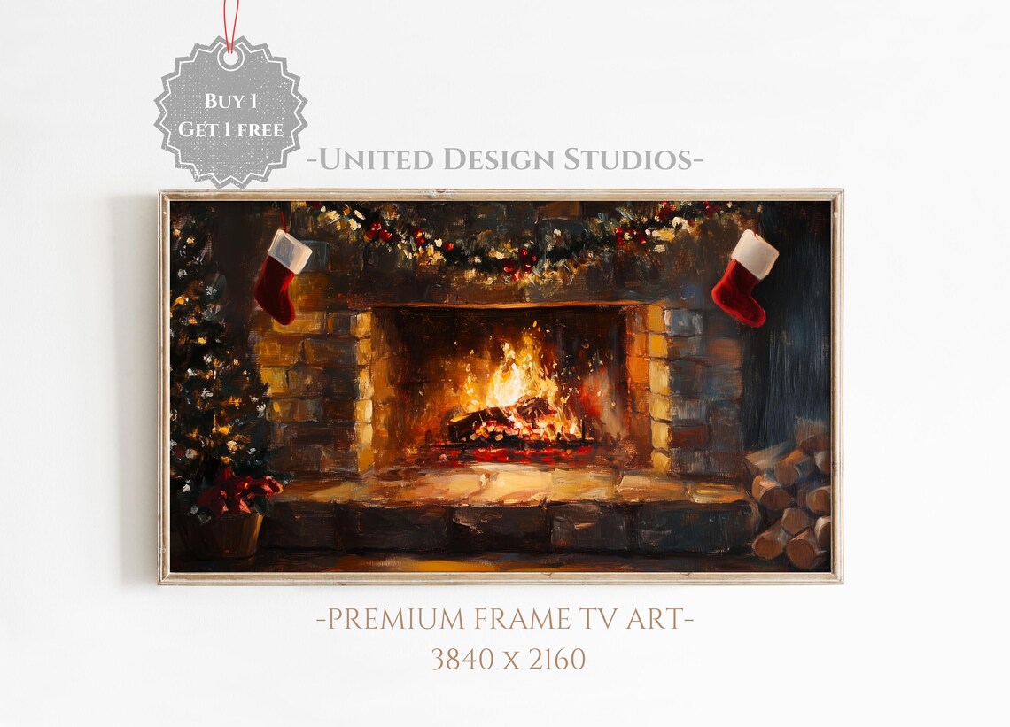 Warm Christmas Fireplace Holiday Art Print