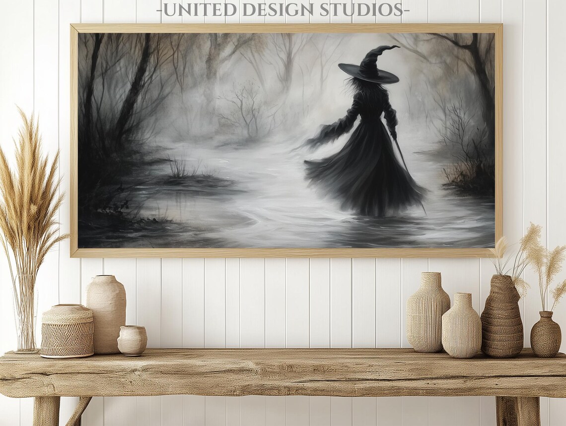 Halloween Witch Rustic Art Print, Spooky Decor - Image 2