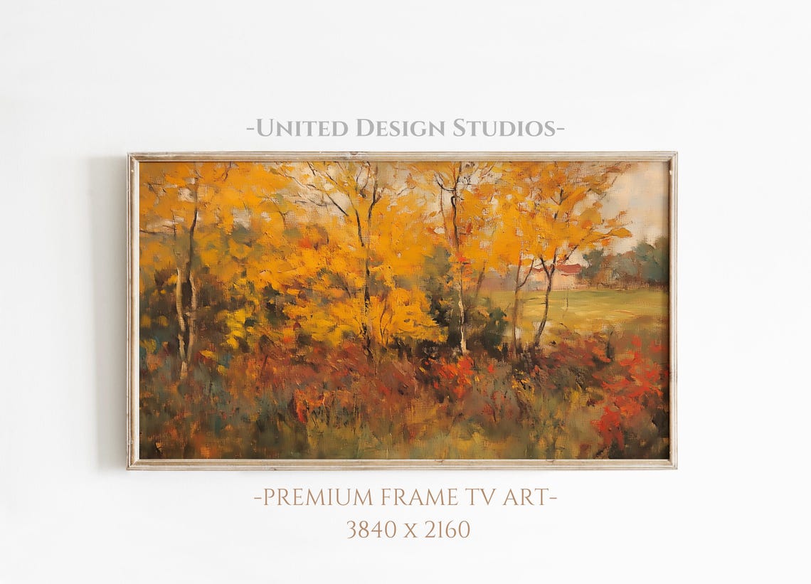 Golden Autumn Trees Impressionist Fall Forest Warm Landscape Poster