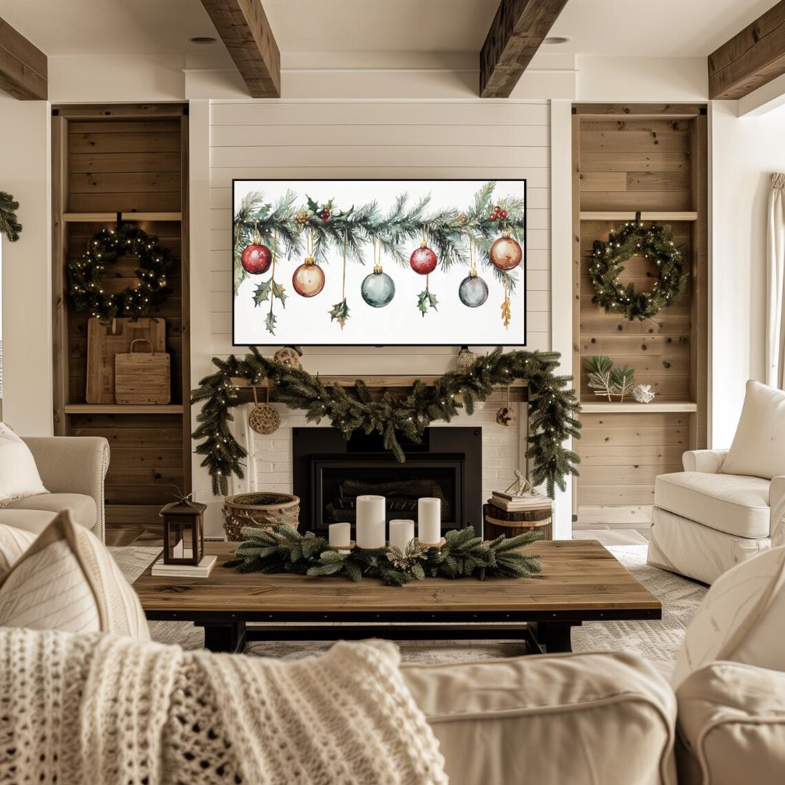 Christmas Ornaments and Garland Holiday Art Print - Image 4