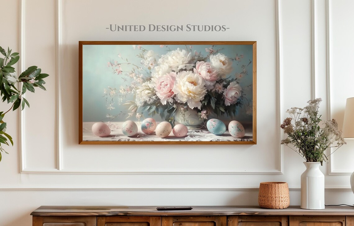 Farmhouse Easter Eggs Floral Frame TV Art Print - Image 4