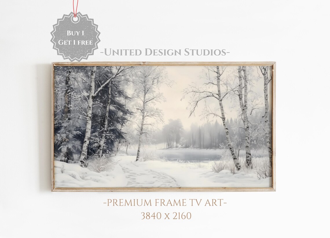 Frame Tv Winter Art Farmhouse Christmas Art For Tv Snowy Winter Landscape Frame Tv Art Christmas Holiday Frame Tv Art
