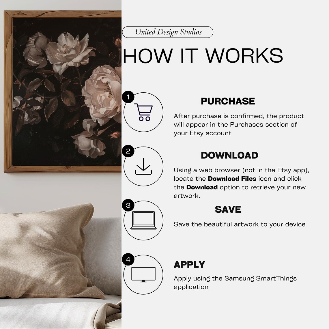 White Roses Valentine's Day Art Print, Baroque Floral - Image 3