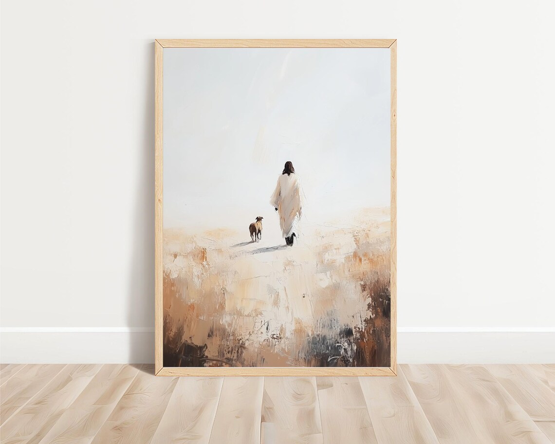 Jesus Walking With A Dog In Heaven Art Print - Image 3
