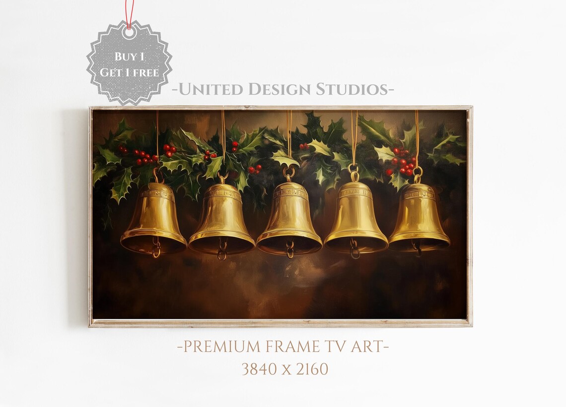 Christmas Bells Neutral Christmas TV Art Print