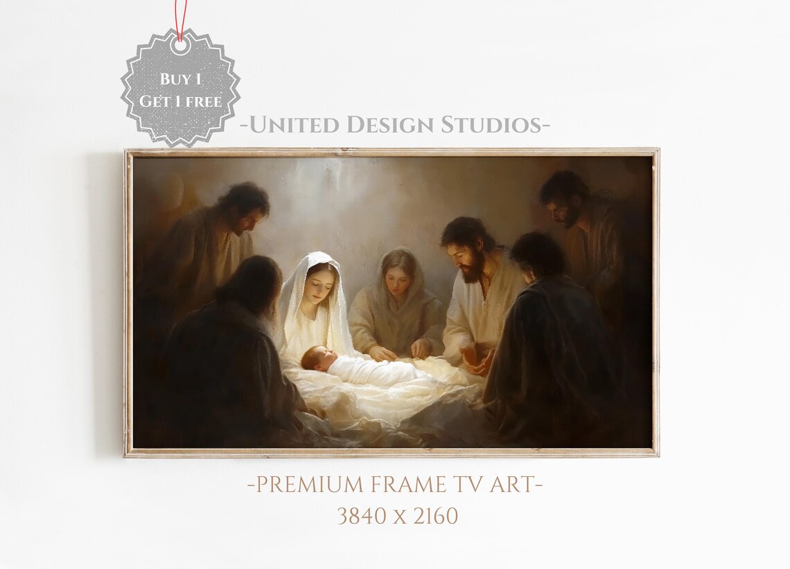 Nativity Scene Holy Family Baby Jesus Manger Christmas Faith Poster