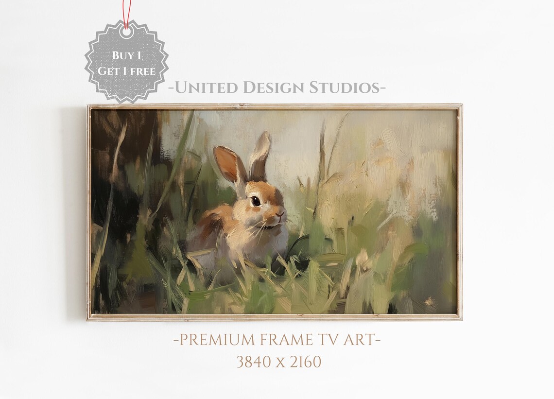 Easter Bunny Neutral Spring Rabbit Painting