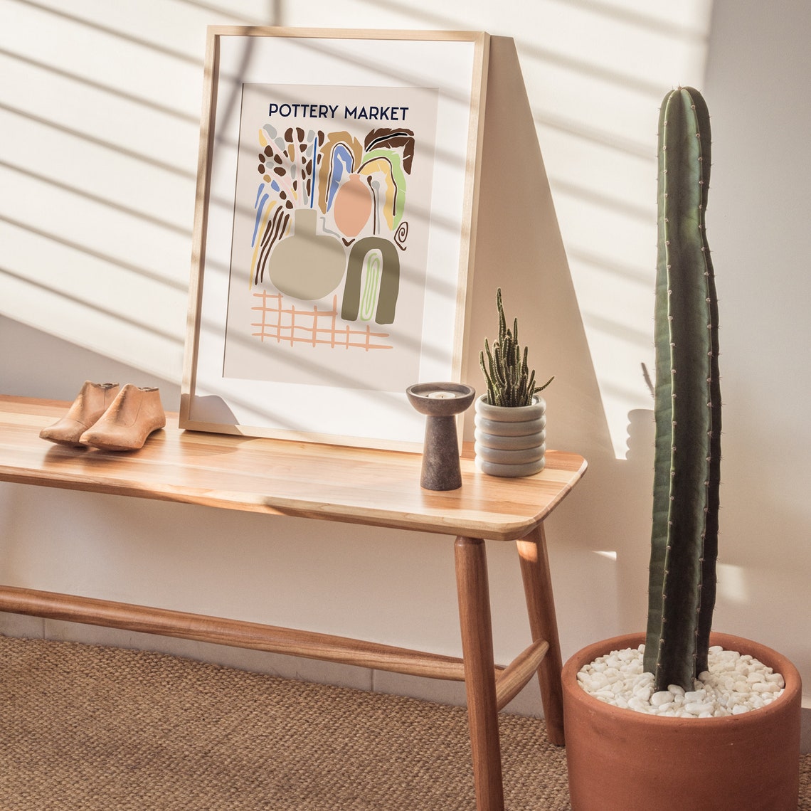 Pottery Market Abstract Boho Vase Mid Century Modern Art Poster - Image 3