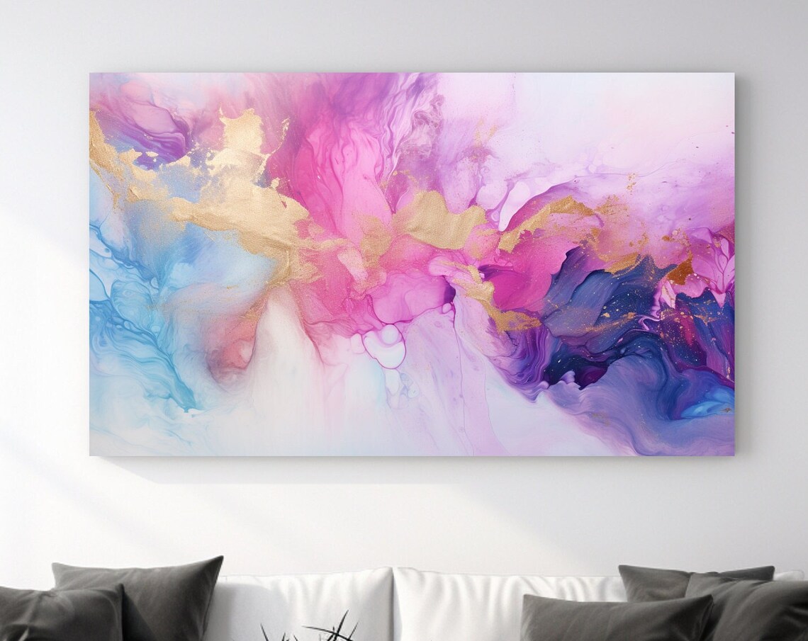 Pink Purple Blue Abstract Art Print, Home Decor