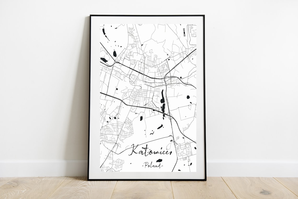 Katowice Map City Mapcity Mapsmap Printcity Mapprint Poland Custom Print Personalized New York Paris