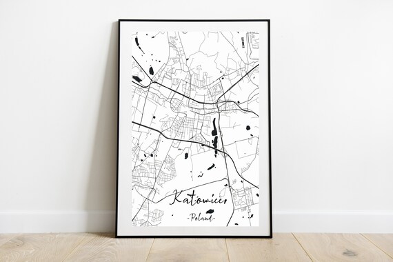 Katowice Map City Mapcity Mapsmap Printcity Mapprint Poland Custom Print Personalized New York Paris