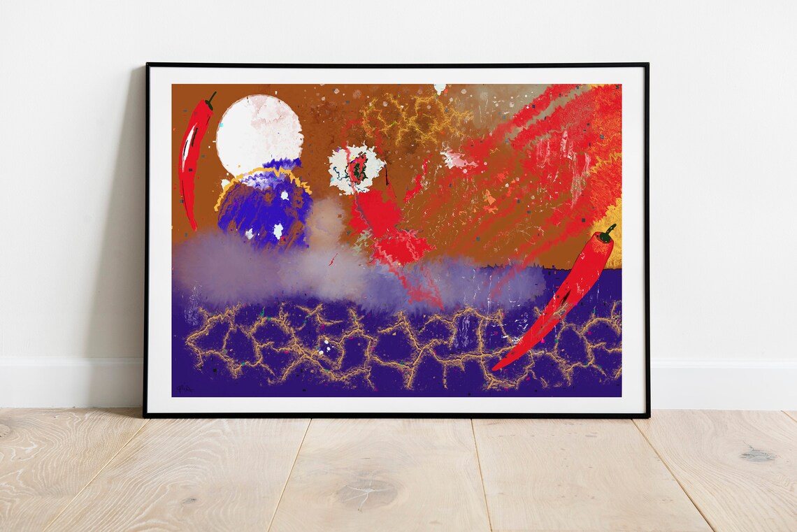 Abstract Art Chili Thunder Hotel Decoration Wall Airbnb