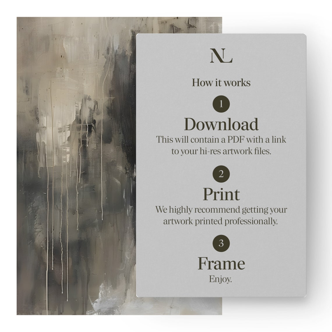 Abstract Waterfall Black And White Modern Dripping Artwork Poster - Image 5