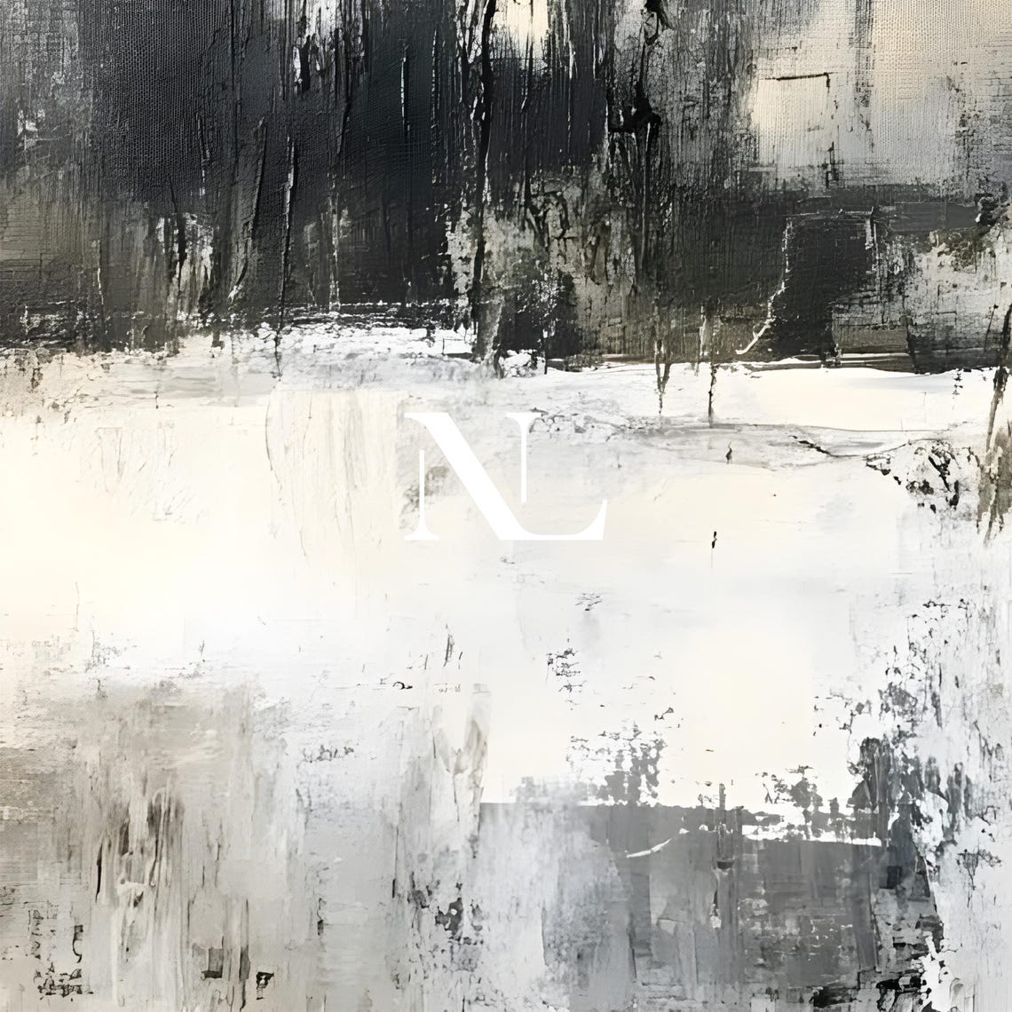 Abstract Snowy Field Dark Trees Muted Monochrome Winter Poster - Image 3