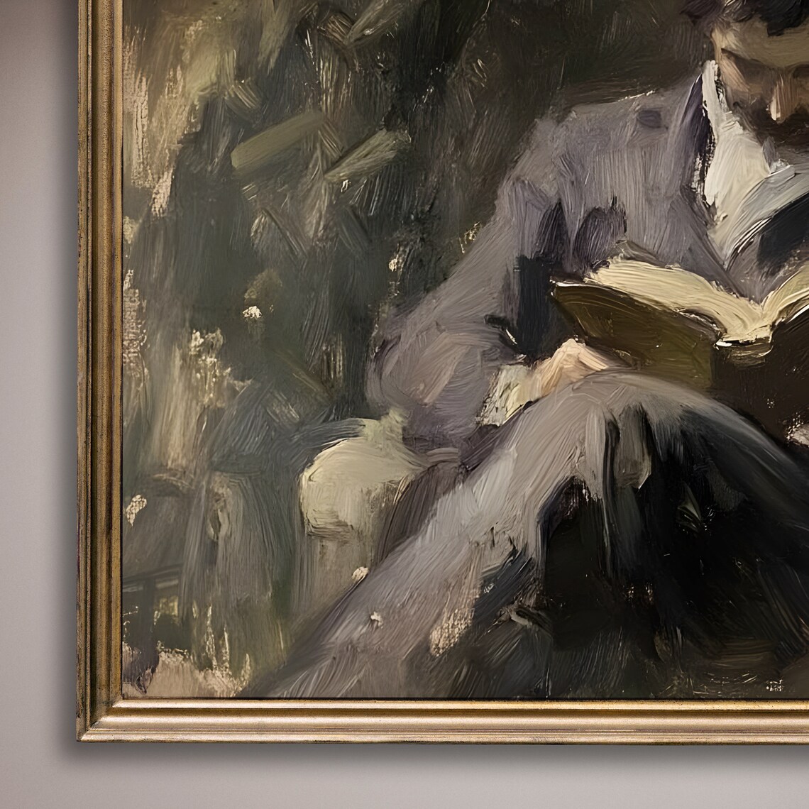 Man Reading In Armchair Surrounded By Garden Light Painting Poster - Image 8
