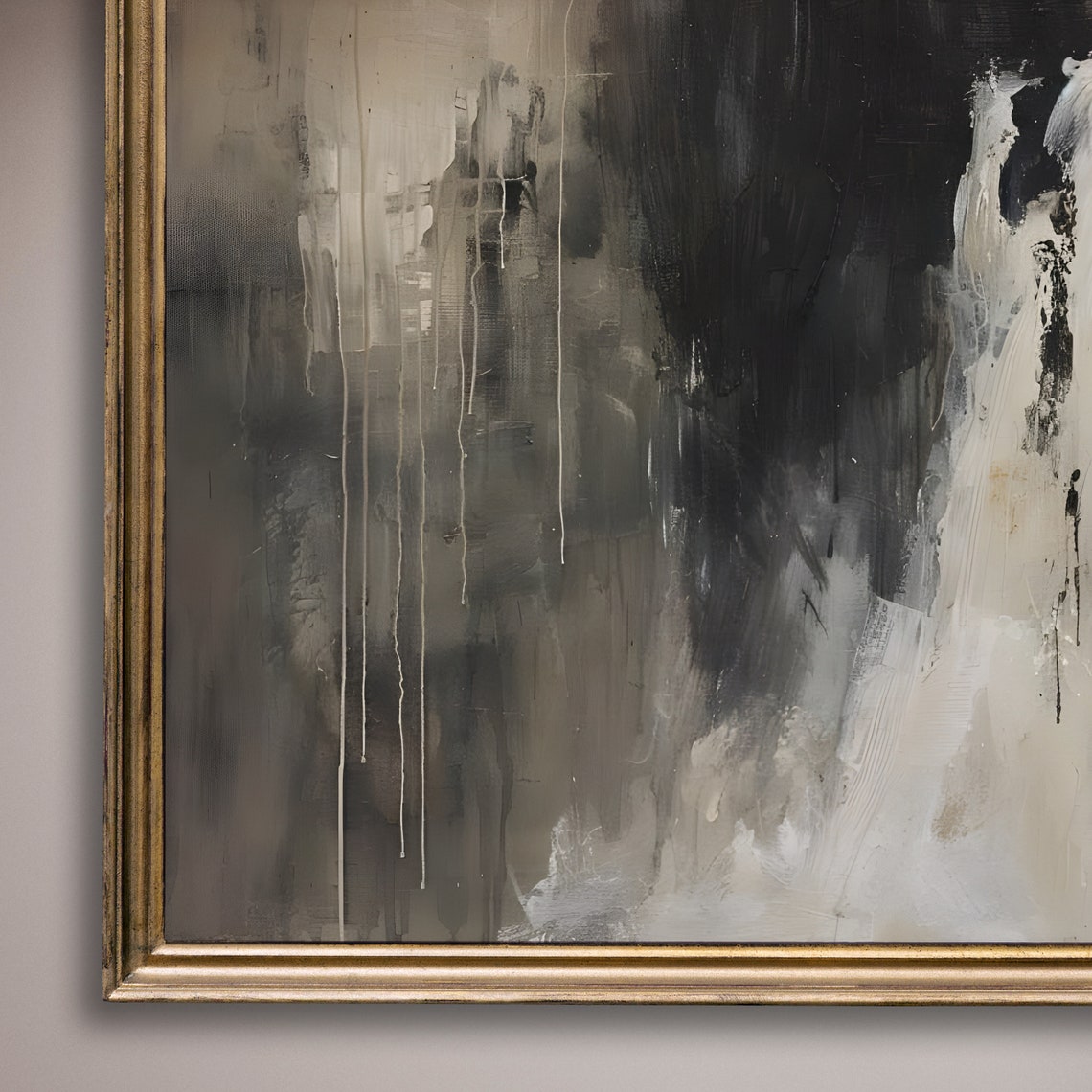 Abstract Waterfall Black And White Modern Dripping Artwork Poster - Image 8