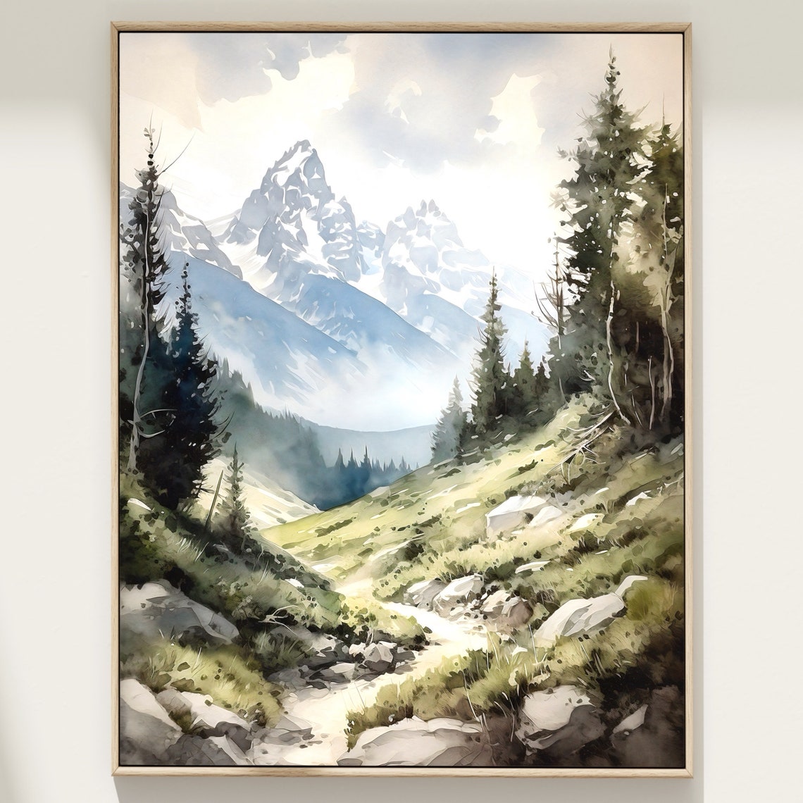 Grand Teton Art Print Grand Tetons National Park Watercolor Print Mountain Wall Art National Park Art Mountain Print Home Decor Gift
