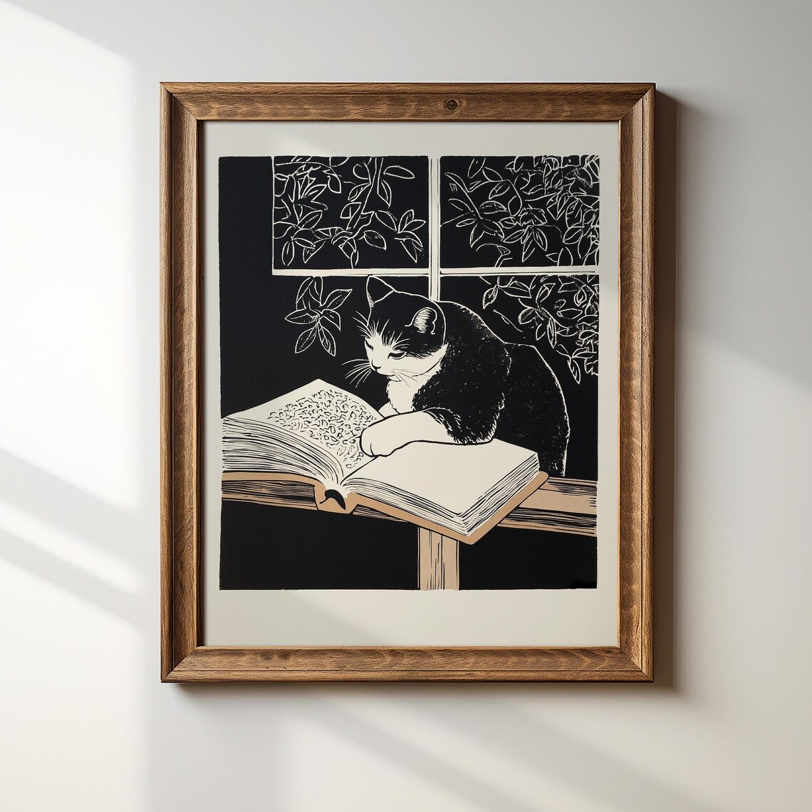 Cat Reading Book Art Print, Bookish Cat Poster - Image 3