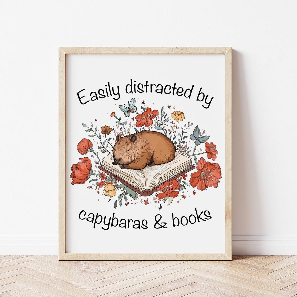 Easily Distracted by Capybaras and Books Sleeping Capybara Poster