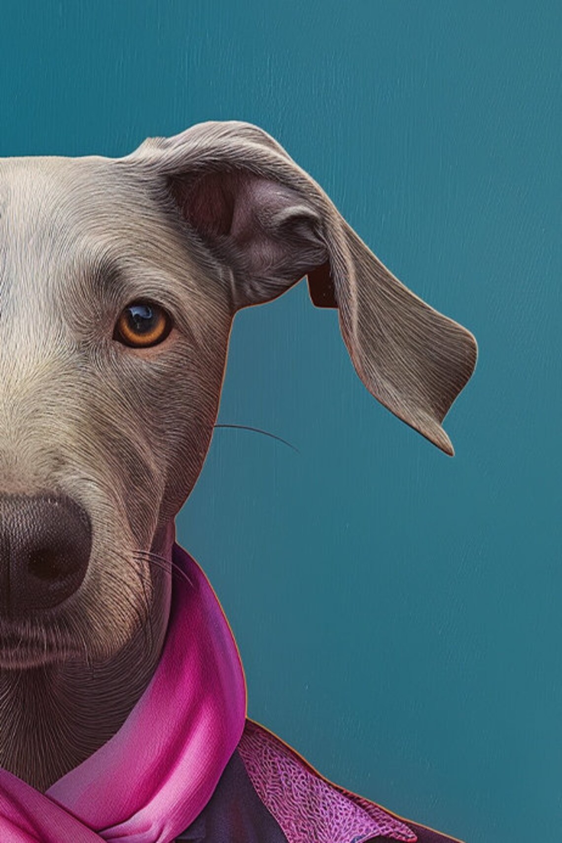 Modern Dog Portrait Drinking Coffee Art Print - Image 2