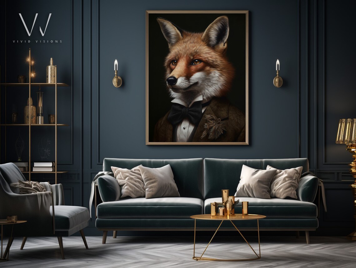 Red Fox Tuxedo Black Bow Tie Formal Gentleman Portrait Poster - Image 4