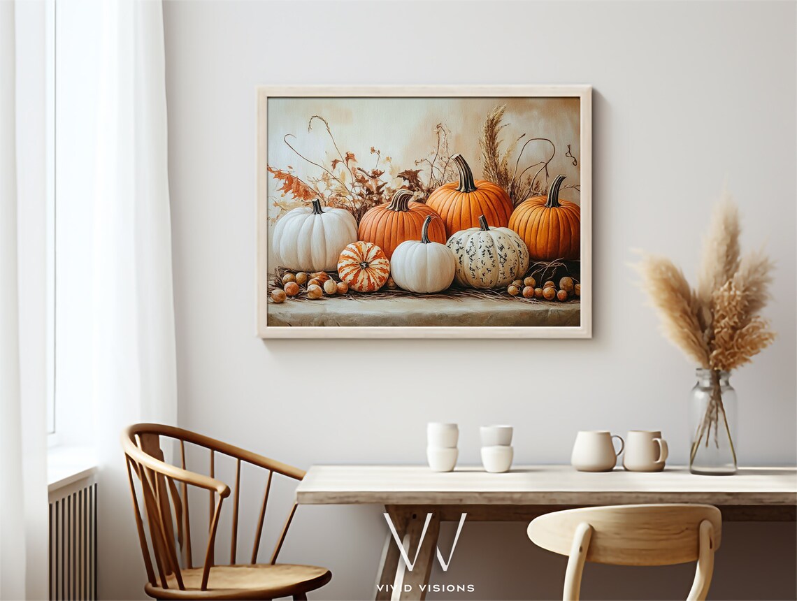 Rustic Pumpkin Harvest with Gourds and Acorns Fall Farmhouse Poster - Image 4