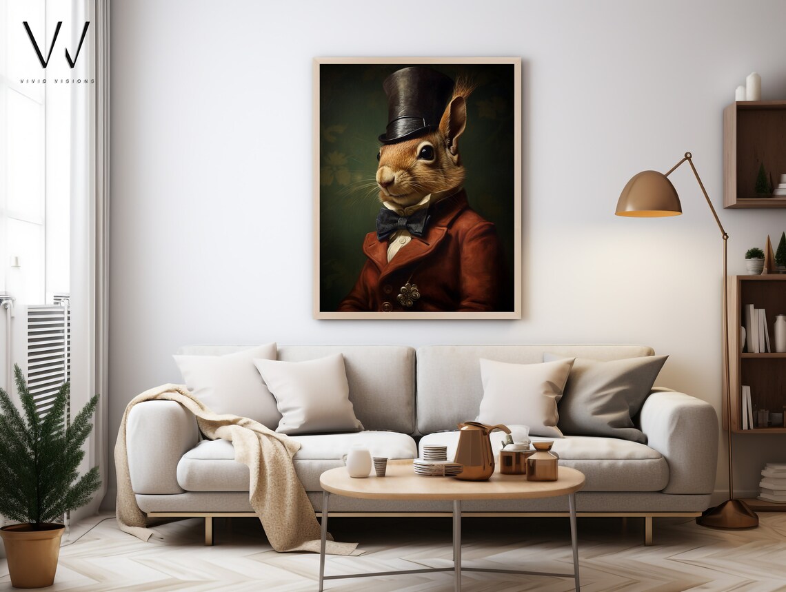 Victorian Red Squirrel Portrait, Gothic Art Print - Image 3