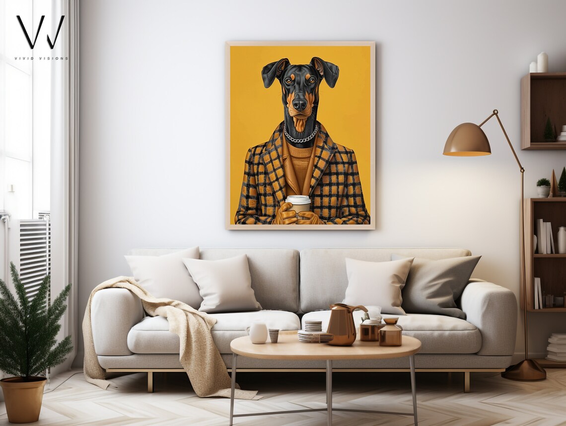 Modern Doberman Portrait, Contemporary Dog Poster - Image 3