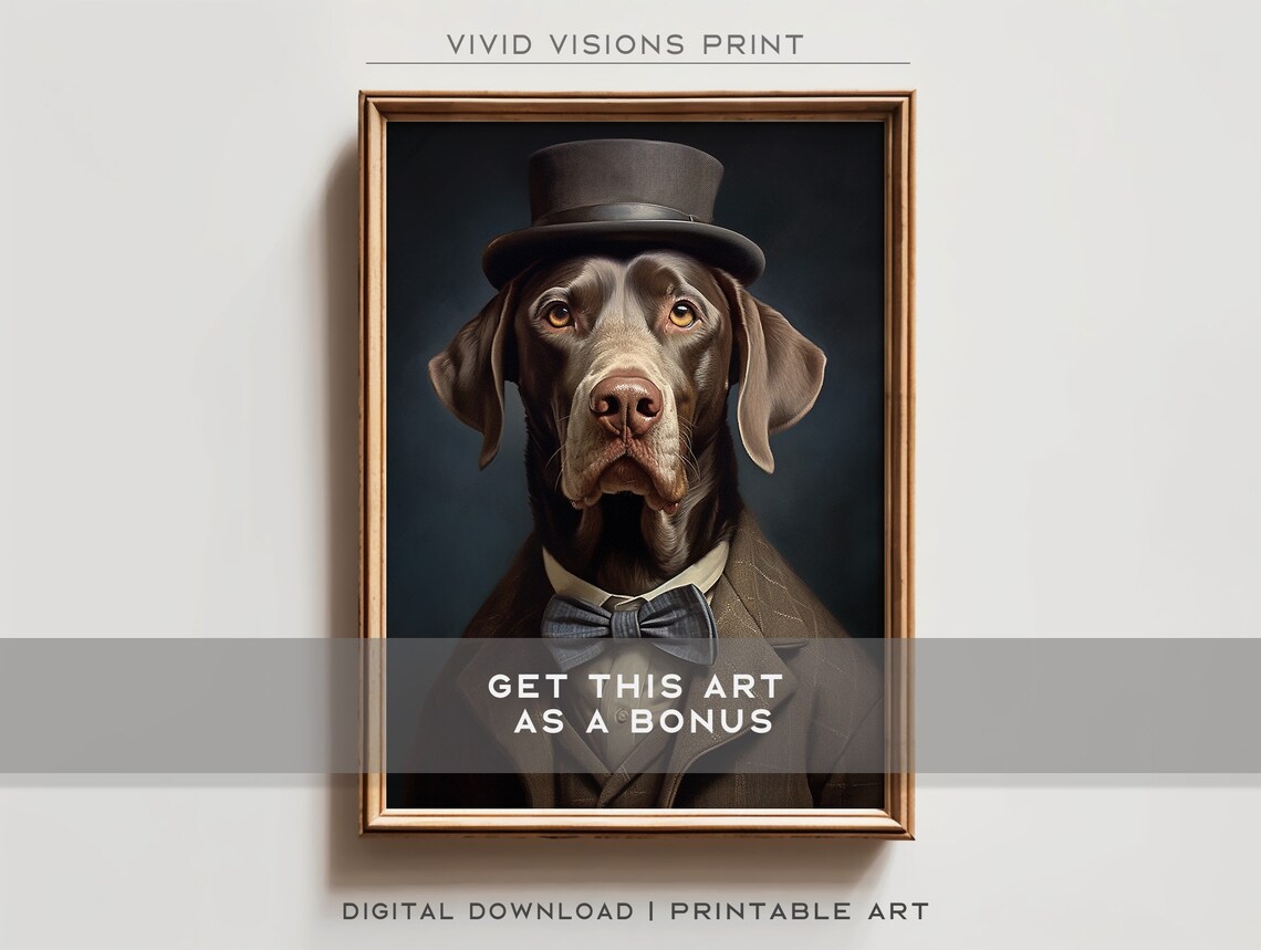 Fluffy Red Dog in Gray Suit Red Tie Profile Portrait Elegant Poster - Image 2