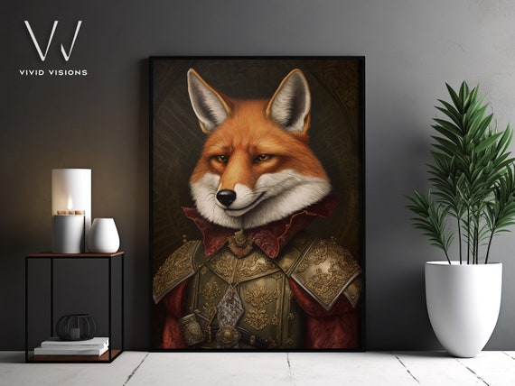 Vintage Victorian Fox In Suit Portrait Gothic Art Print Modern Home Artwork Decoration Living Room Poster Unframed Art 1256