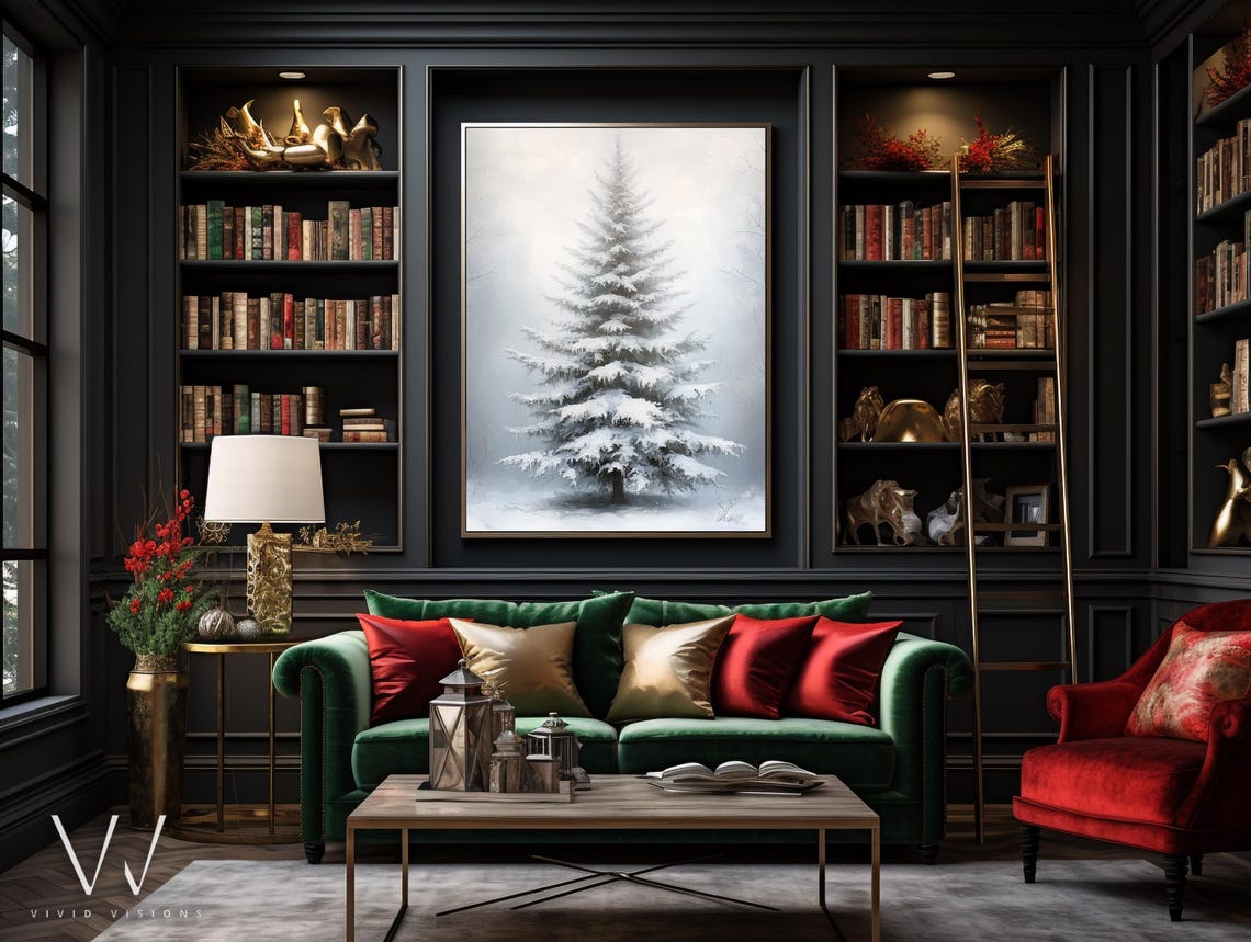 Snow Covered Pine Tree Minimalist Winter Wonderland Wall Art - Image 3