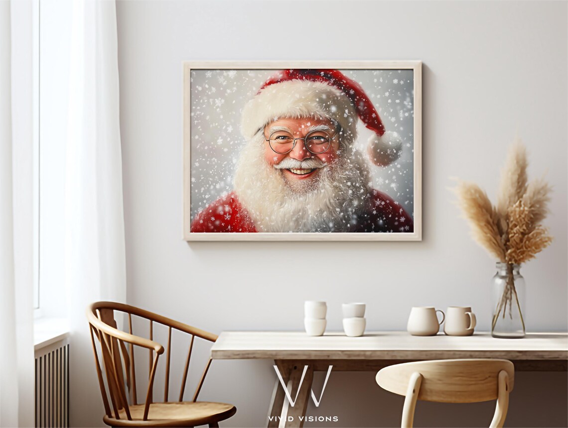 Smiling Santa Claus Portrait in Falling Snow Joyful Christmas Poster - Image 3