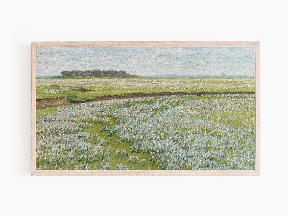 Vintage Spring Summer Landscape Oil Painting Art Print - Image 2